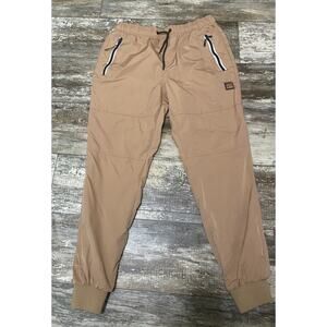 SP Essentials Men's Polyester Joggers Zipper Pockets Brown Size L